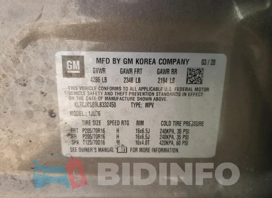 KL7CJKSB9LB332450 Photo# 13