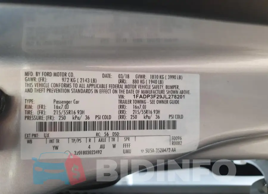 1FADP3F29JL278201 Photo# 12