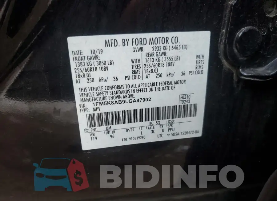 1FM5K8AB9LGA97902 Photo# 13