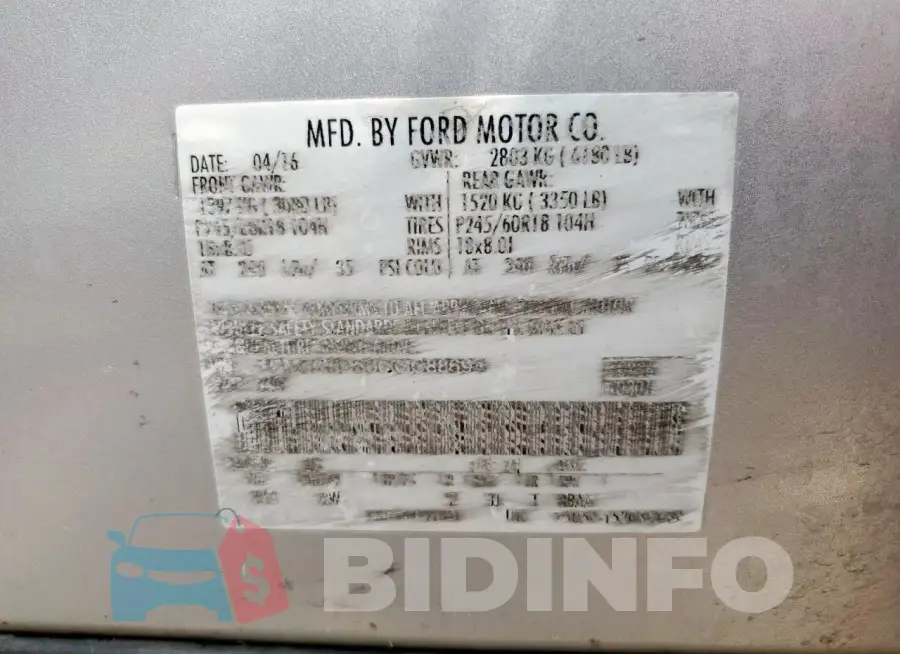 1FM5K8D80GGC88694 Photo# 12