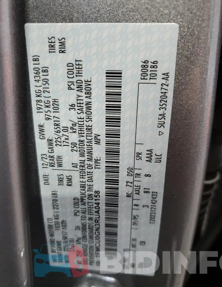 1FMCU0GN3RUA04158 Photo# 13