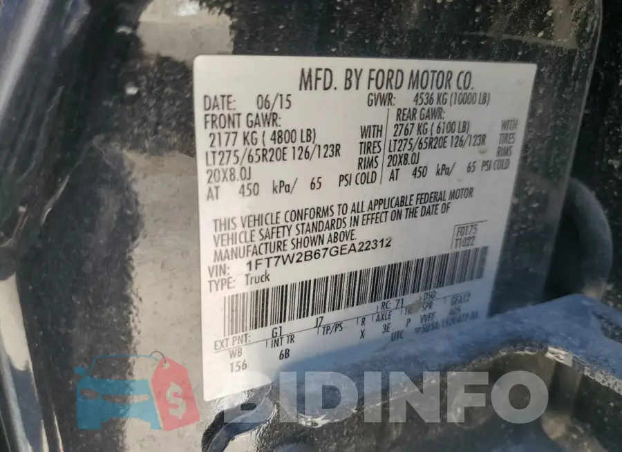 1FT7W2B67GEA22312 Photo# 13