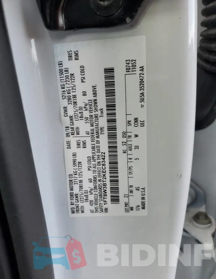 1FT8W3BT2KEC83422 Photo# 12