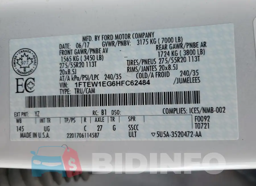 1FTEW1EG6HFC62484 Photo# 13