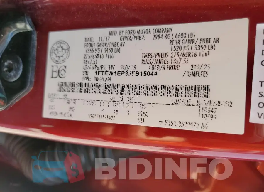 1FTEW1EP3JFB15044 Photo# 12
