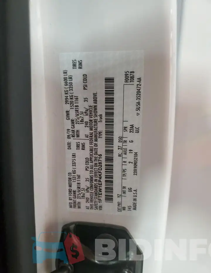1FTEW1EP4KFD28716 Photo# 12