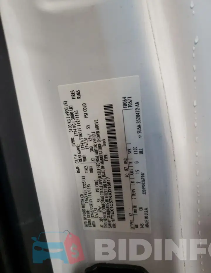 1FTEX1C57KKD18817 Photo# 12