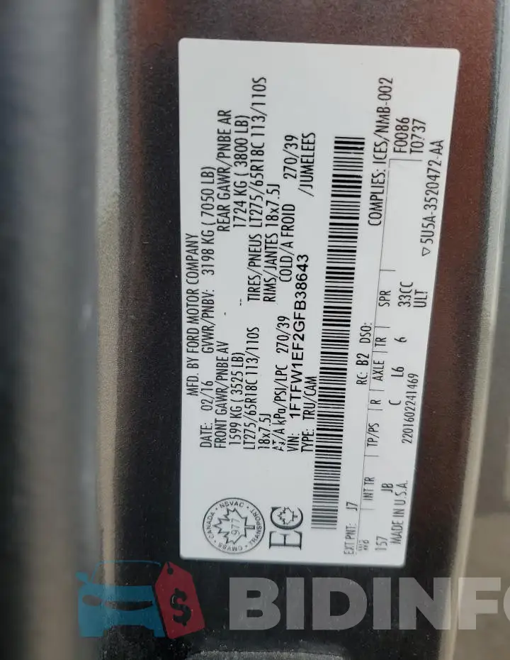 1FTFW1EF2GFB38643 Photo# 12