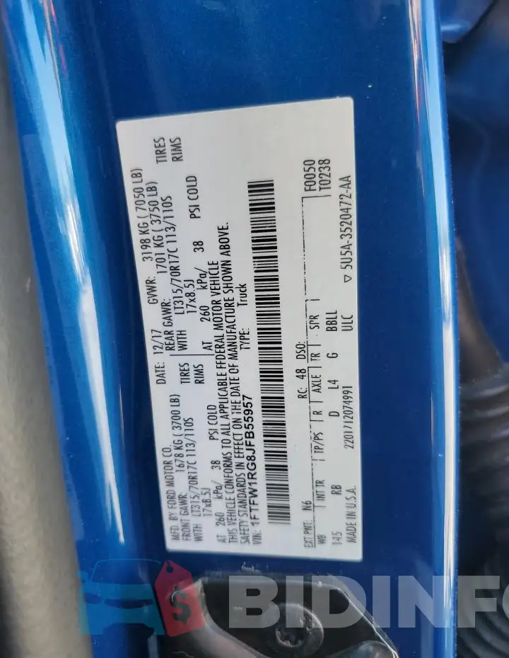1FTFW1RG8JFB55957 Photo# 13