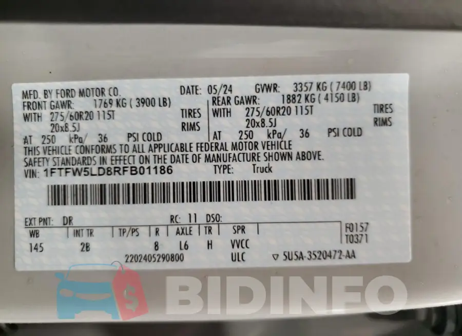 1FTFW5LD8RFB01186 Photo# 13