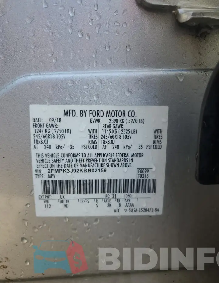 2FMPK3J92KBB02159 Photo# 14