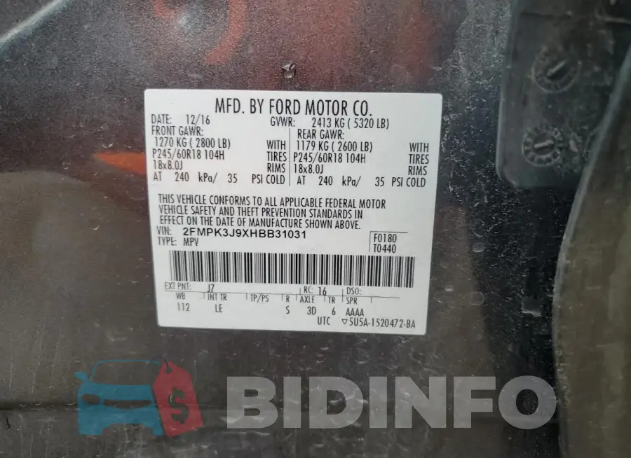 2FMPK3J9XHBB31031 Photo# 13