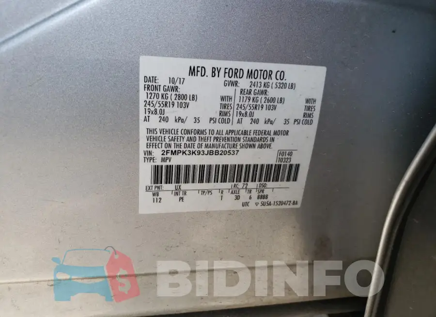2FMPK3K93JBB20537 Photo# 12
