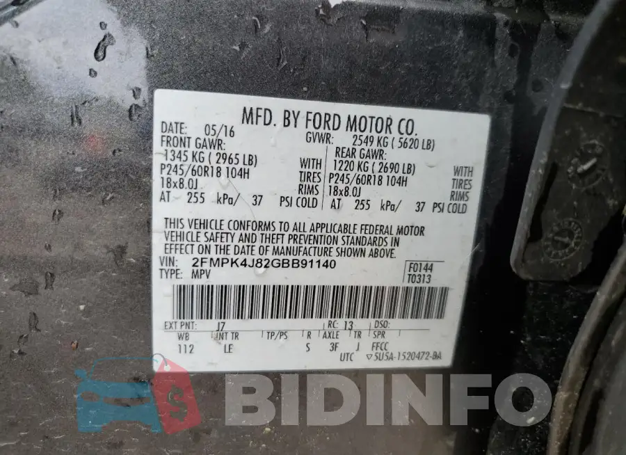 2FMPK4J82GBB91140 Photo# 14