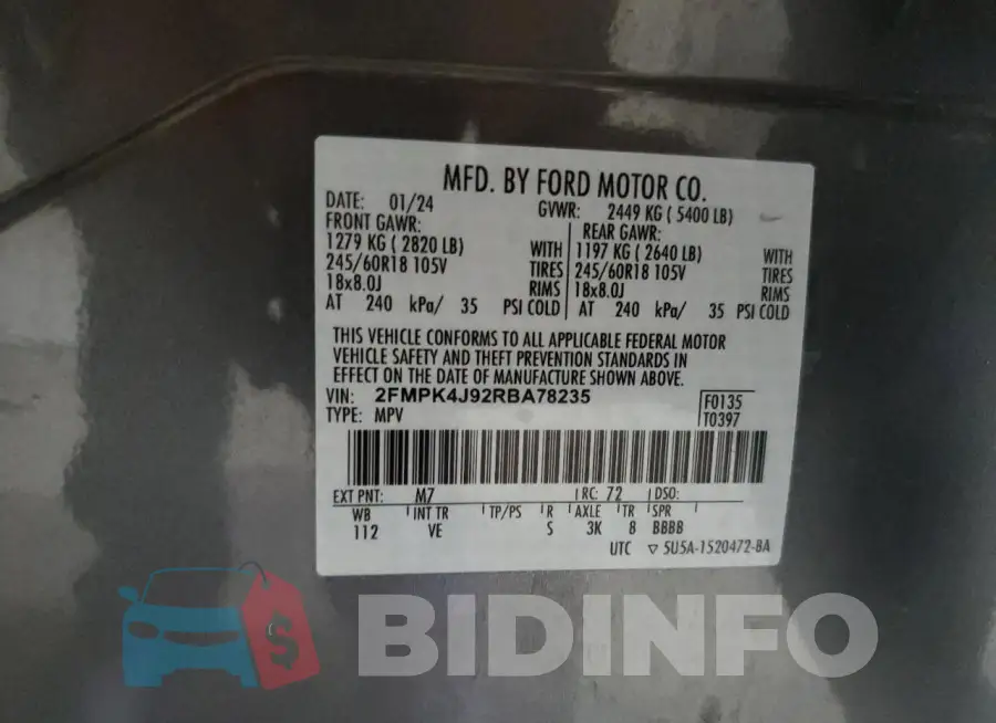2FMPK4J92RBA78235 Photo# 14