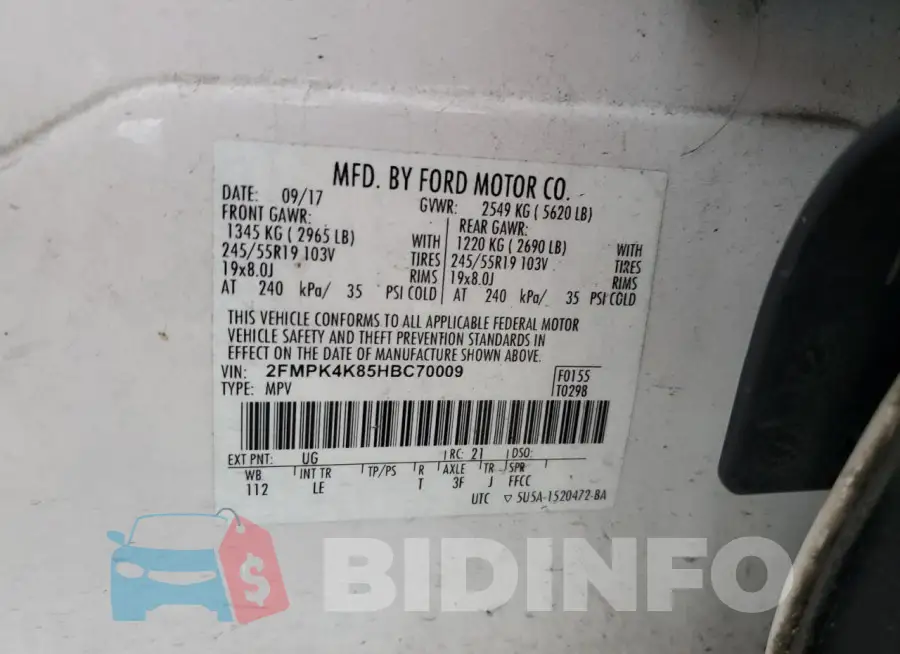 2FMPK4K85HBC70009 Photo# 12