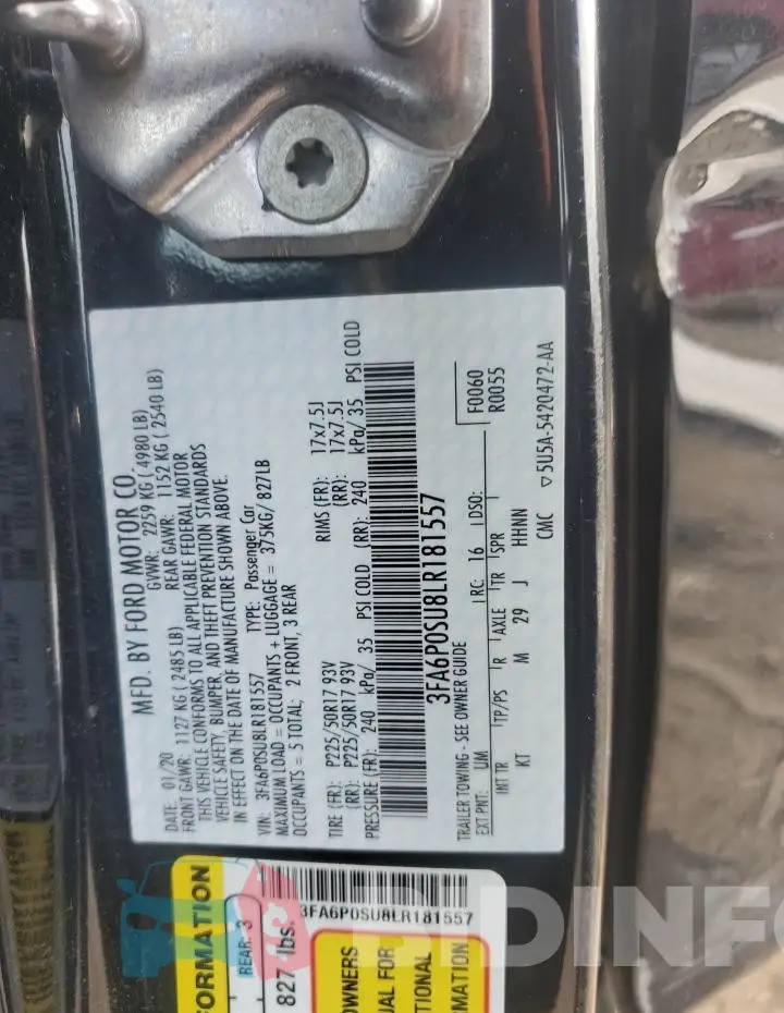 3FA6P0SU8LR181557 Photo# 13