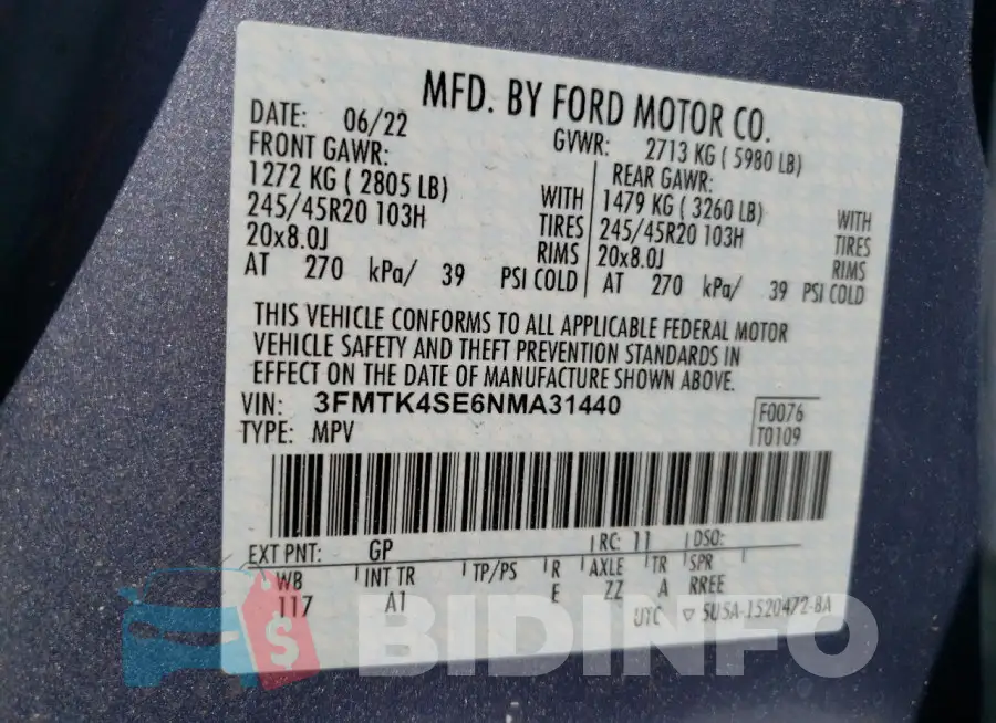 3FMTK4SE6NMA31440 Photo# 13