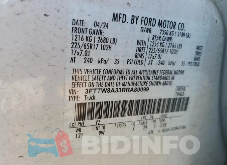 3FTTW8A33RRA80099 Photo# 12