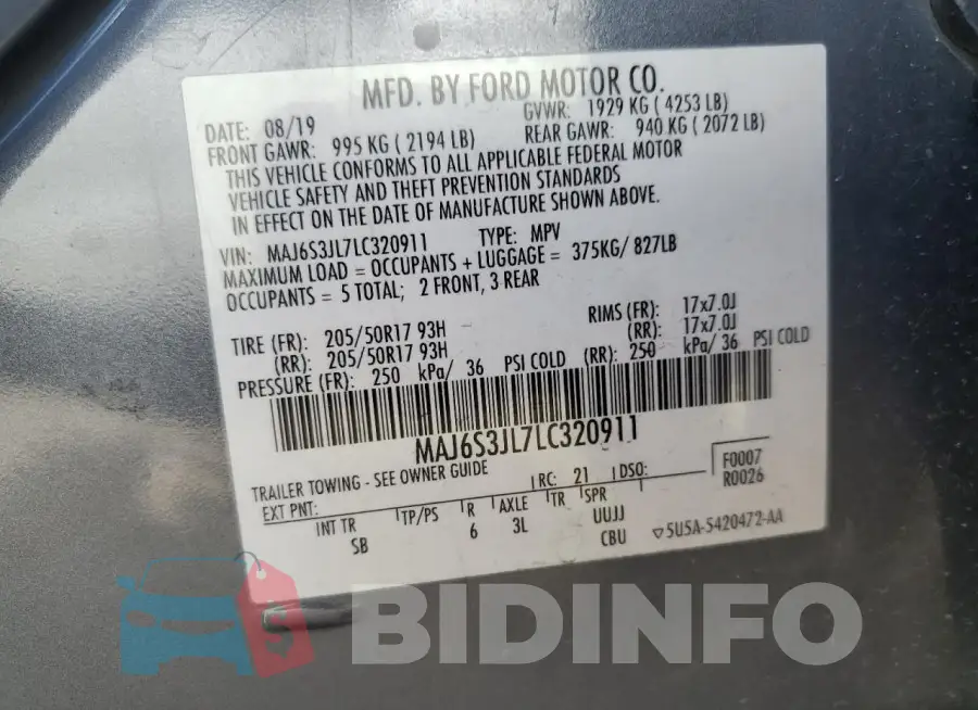 MAJ6S3JL7LC320911 Photo# 13
