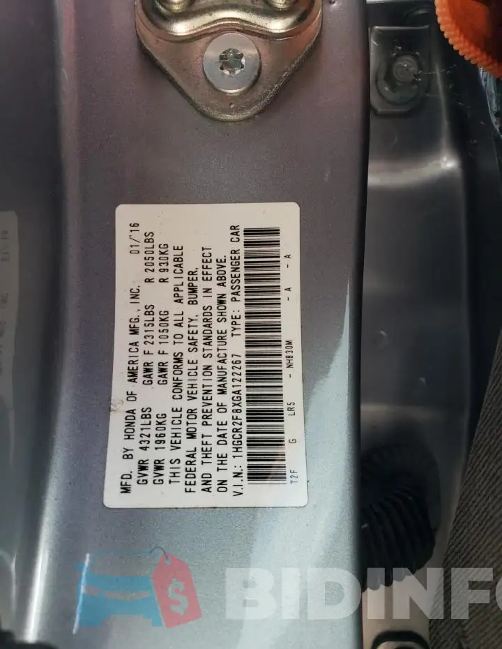 1HGCR2F8XGA122267 Photo# 12