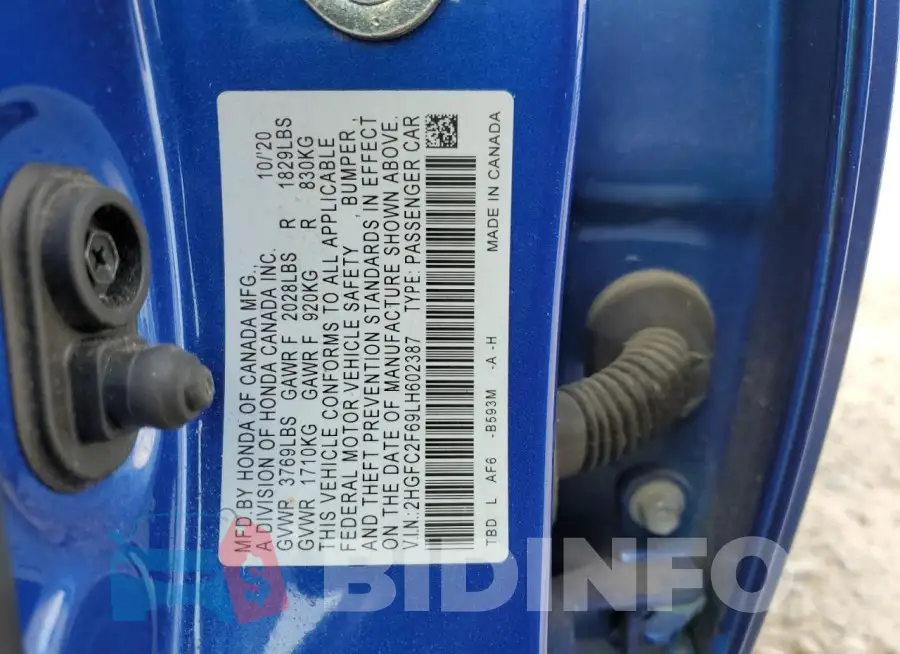 2HGFC2F69LH602387 Photo# 13
