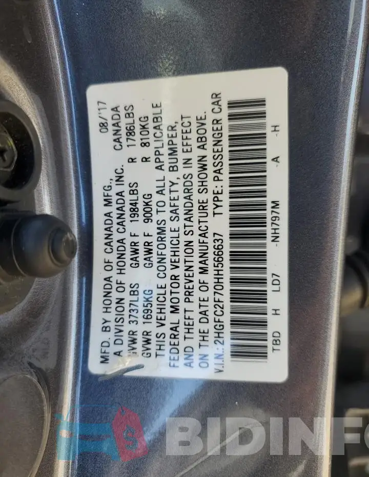 2HGFC2F70HH566637 Photo# 12