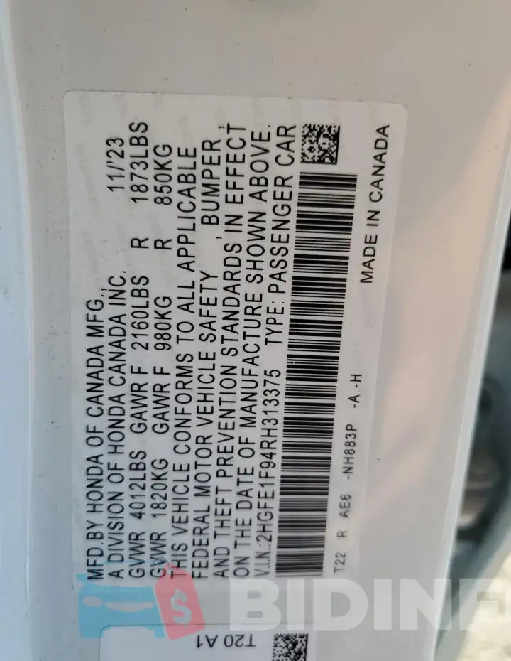 2HGFE1F94RH313375 Photo# 12