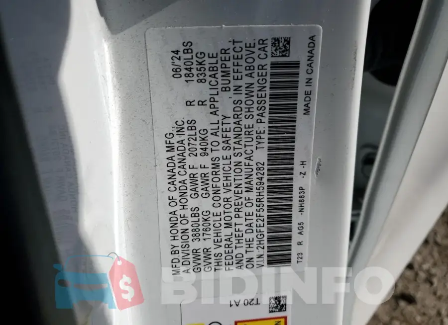 2HGFE2F55RH594282 Photo# 12