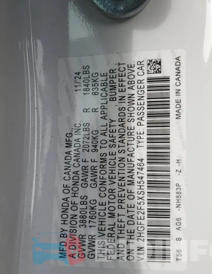 2HGFE2F5XSH547464 Photo# 12