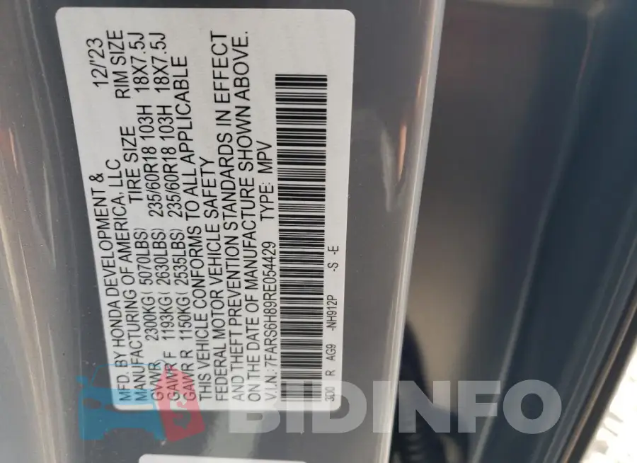 7FARS6H89RE054429 Photo# 14