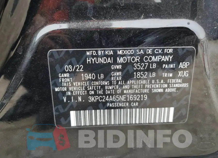 3KPC24A65NE169219 Photo# 13