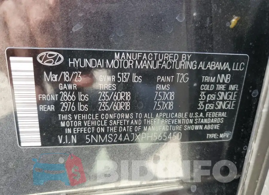 5NMS24AJXPH565450 Photo# 14