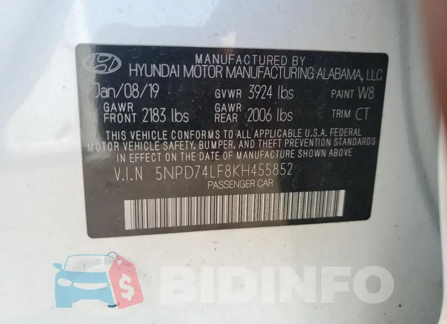 5NPD74LF8KH455852 Photo# 13