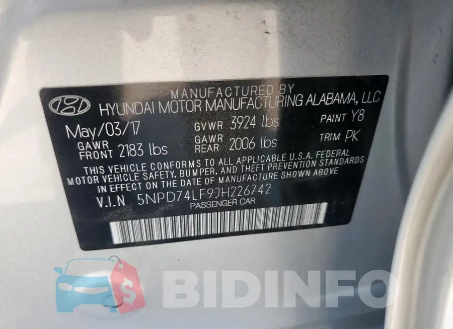 5NPD74LF9JH226742 Photo# 12