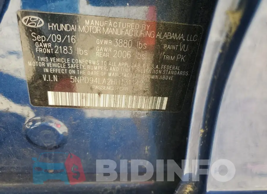 5NPD94LA2HH131142 Photo# 13