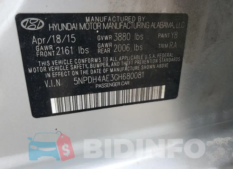 5NPDH4AE3GH680081 Photo# 12