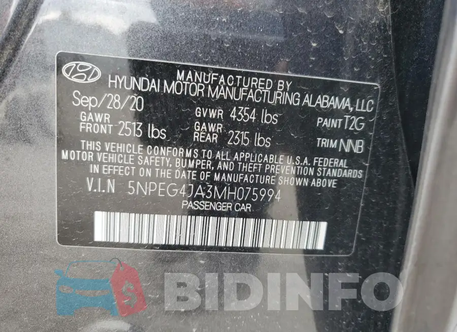 5NPEG4JA3MH075994 Photo# 12