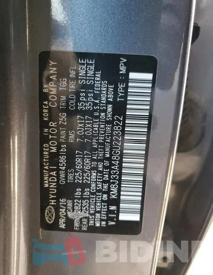 KM8J33A48GU223822 Photo# 13