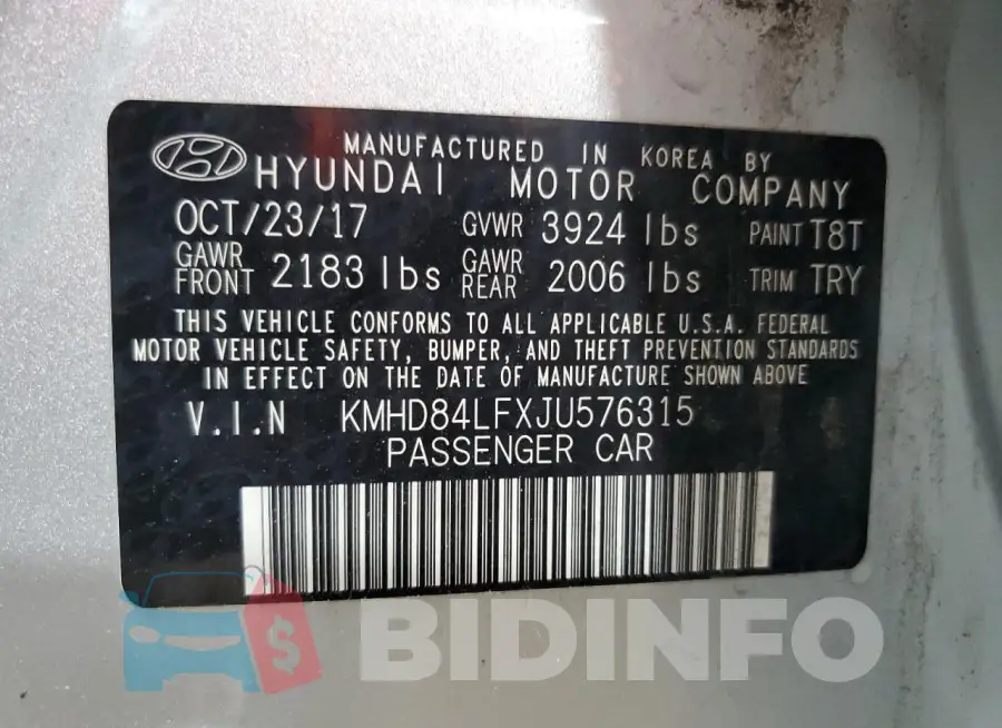 KMHD84LFXJU576315 Photo# 12