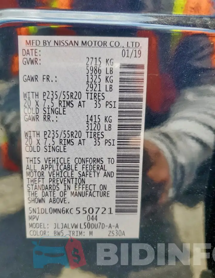 5N1DL0MN6KC550721 Photo# 12