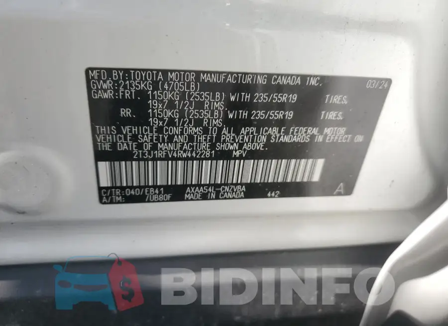2T3J1RFV4RW442281 Photo# 13