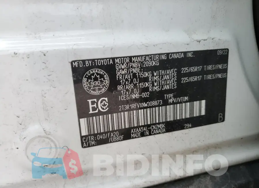 2T3R1RFVXNW308873 Photo# 14