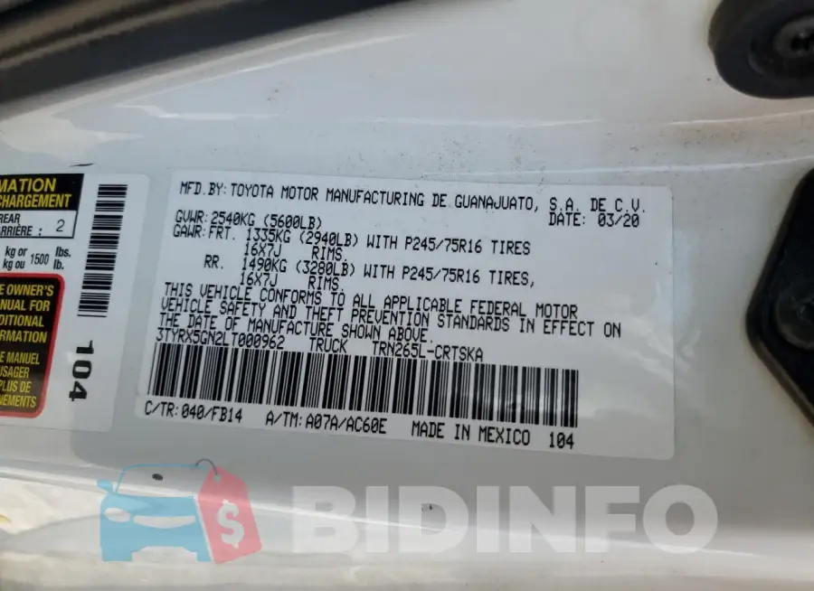 3TYRX5GN2LT000962 Photo# 12