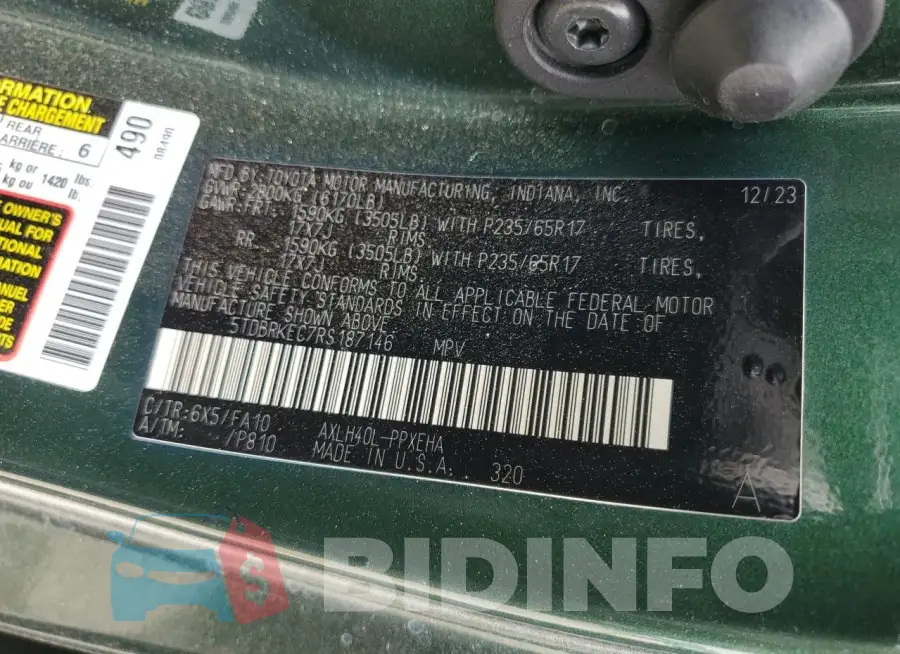 5TDBRKEC7RS187146 Photo# 13