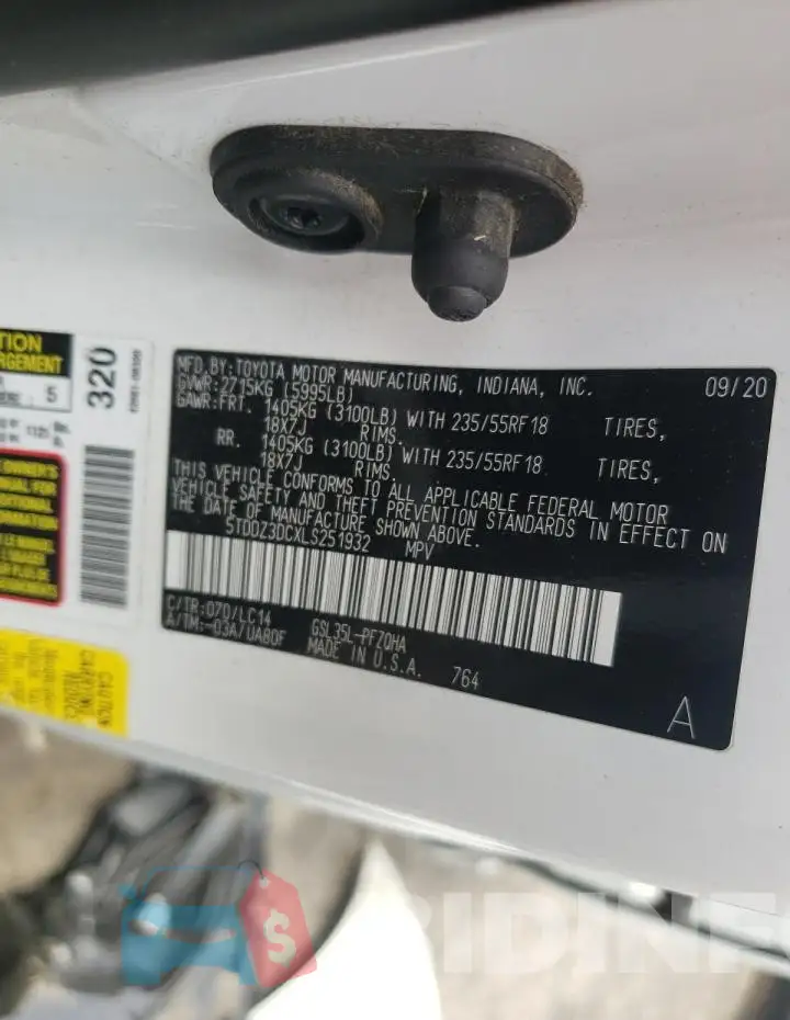 5TDDZ3DCXLS251932 Photo# 14