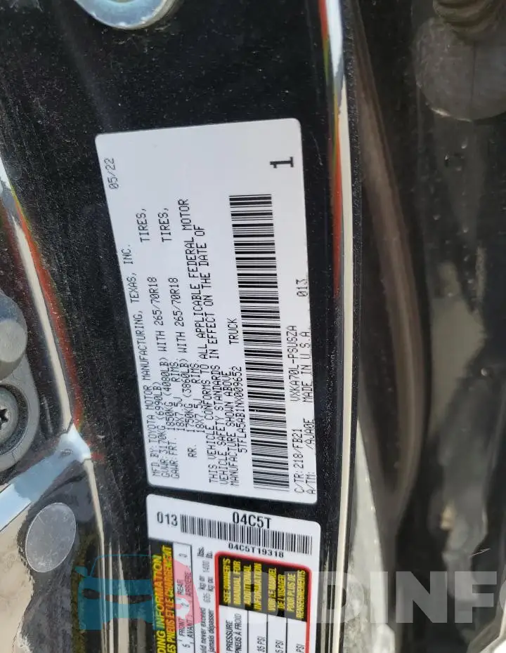 5TFLA5AB1NX009652 Photo# 13