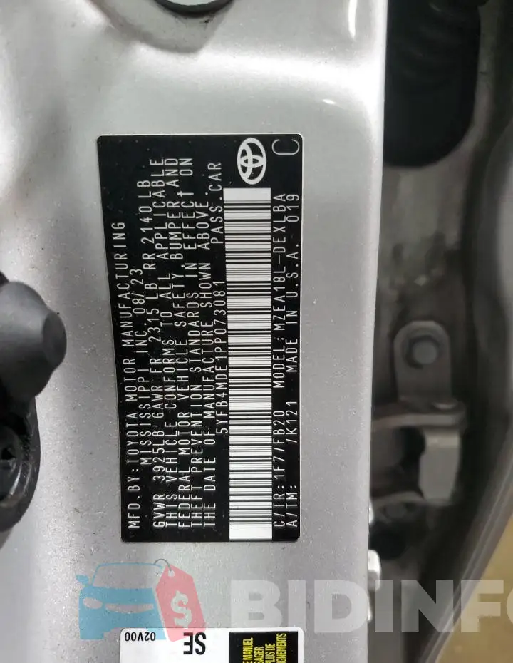 5YFB4MDE1PP073081 Photo# 12