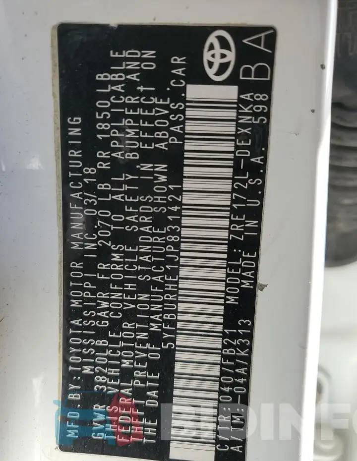 5YFBURHE1JP831421 Photo# 12