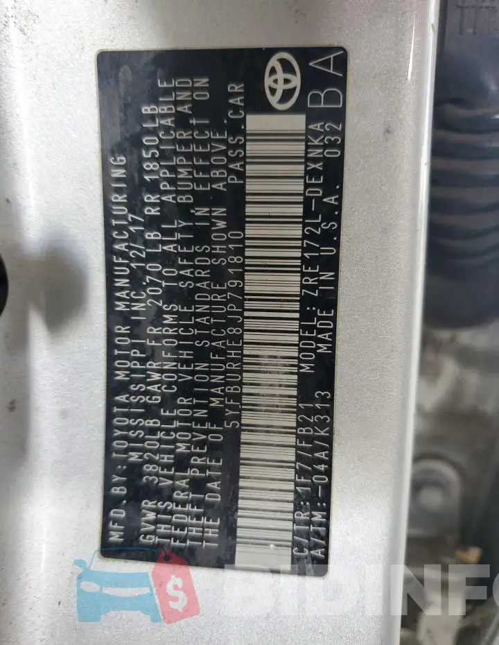 5YFBURHE8JP791810 Photo# 12